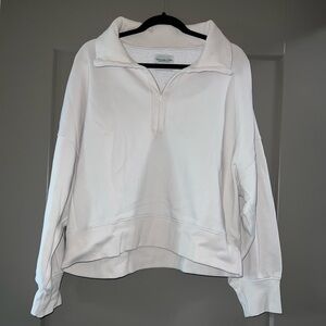 Abercrombie Size XL Cream Collared Quarter Zip Sweatshirt